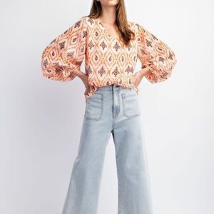 NWT Shimmering Orange Print Blouse